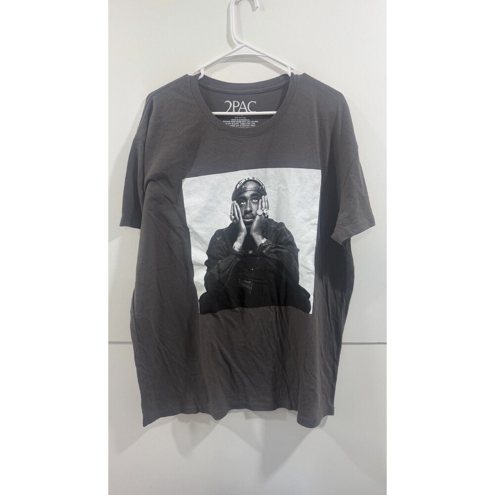 2pac Tupac Shakur Graphic T-shirt Women XXL Gray Short Sleeve Rap Music